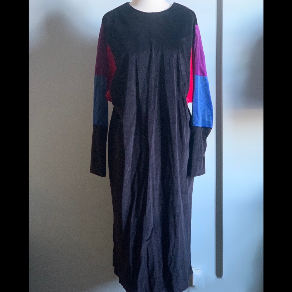 Vintage velvet color block dress